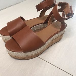 Tan Platform Wedges Size 7.5